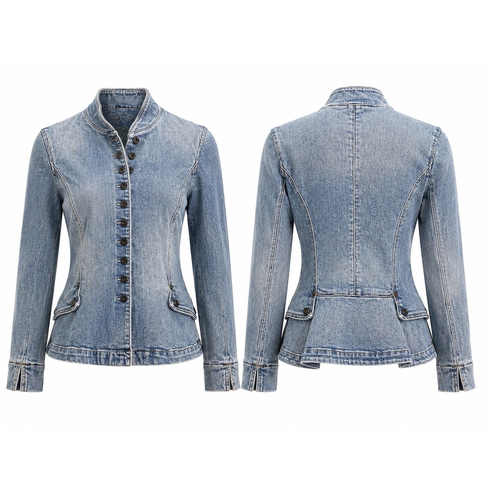 Lauren Jeans Co Ralph Lauren Denim Jacket Women S Blue Peplum Military Fitted